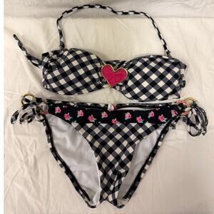 Sofia Cottagecore Gingham Floral Cherry Fairy 2pcs Bikinis Set Swim Beach Summer